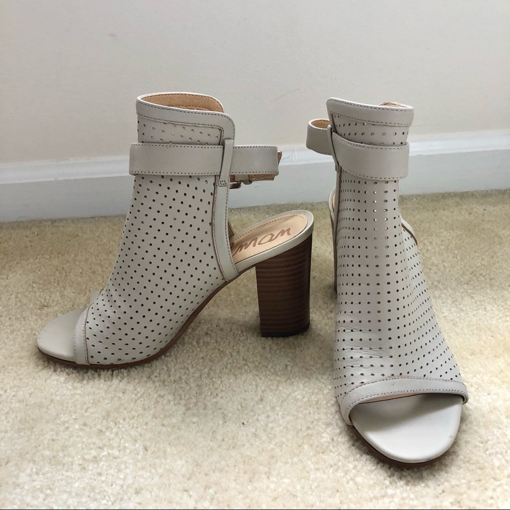 💓👠Sam Edelman block heel leather sandals in light gray size 6